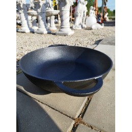 Ketaus keptuvė, 35 cm, lėkštė, indukcija, dujos, židinys, 9 cm