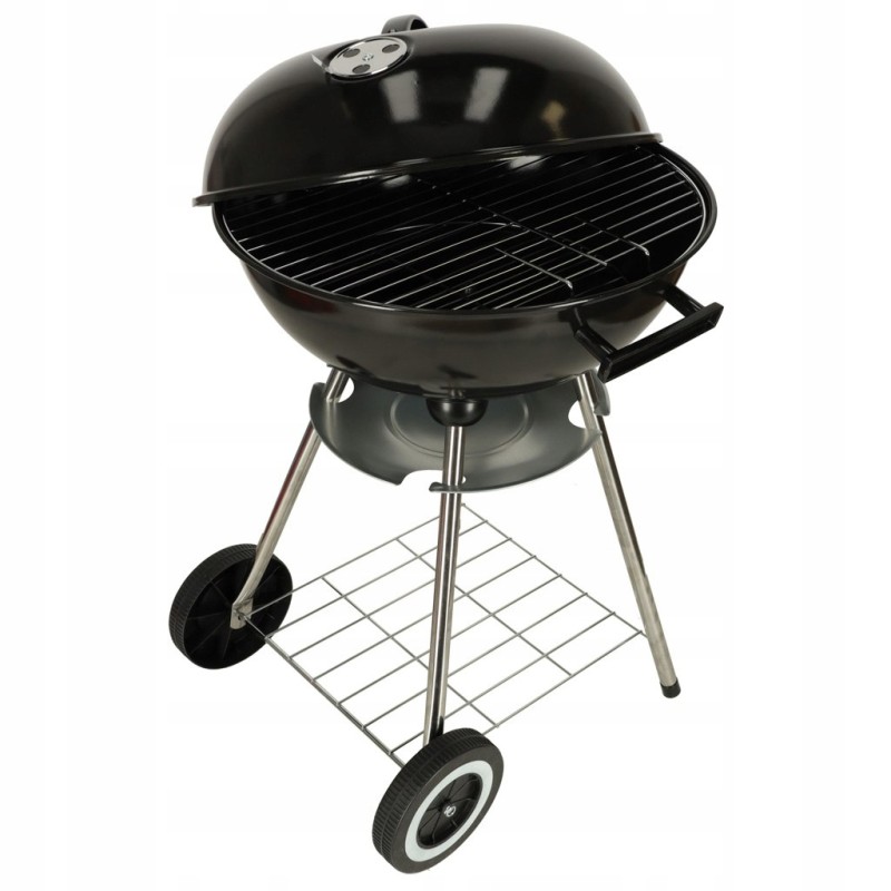 Anglies sodo grilis briketams, uždaras, su ventiliaciniu dangteliu ir lentyna