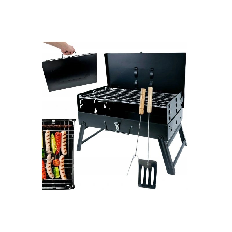 ⭐⭐Sulankstoma turistinė anglių kepsninė su priedais, nešiojamas sodo lagaminas⭐⭐