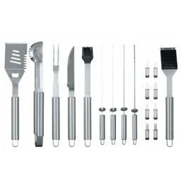 Puikus lagaminų ir stalo įrankių kepsninės priedų rinkinys, 18 vienetų išskirtiniame lagamine