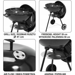 Apvalios anglies kepsninės su dangteliu, grotelėmis, 41 cm