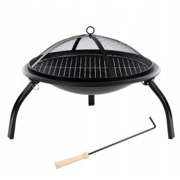 Metalinė sodo laužavietė su grilio dangteliu