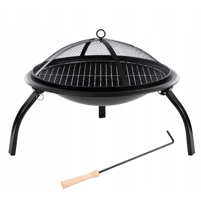 Metalinė sodo laužavietė su grilio dangteliu