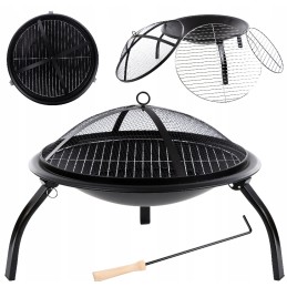 Metalinė sodo laužavietė su grilio dangteliu