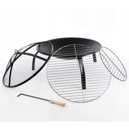 Metalinė sodo laužavietė su grilio dangteliu