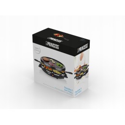 Princess 162725 raclette grilio rinkinys su nelimpančia danga 6 žmonėms, 800 vatų, juodas