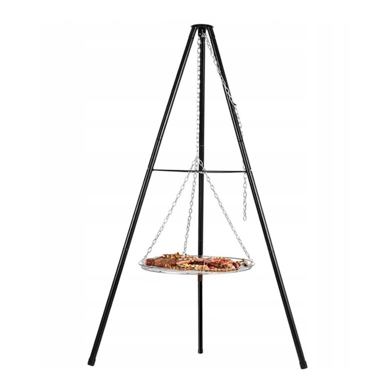 Virš židinio pakabinamos trikojo grotelės, laužas, reguliuojamas, sulankstomos grotelės, 150 cm