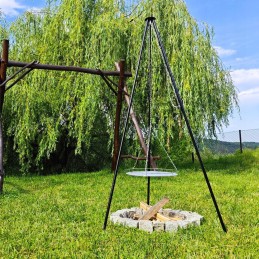Virš židinio pakabinamos trikojo grotelės, laužas, reguliuojamas, sulankstomos grotelės, 150 cm