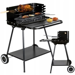 Didelė nešiojama medžio anglies kepsninė, reguliuojamos grotelės, kepsninės lentyna