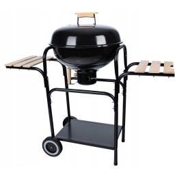 Sodo kepsninė su anglimis ant ratų, didelė keptuvė, 3x lentynos, bbq briketų grilis
