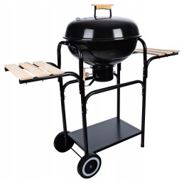 Sodo kepsninė su anglimis ant ratų, didelė keptuvė, 3x lentynos, bbq briketų grilis