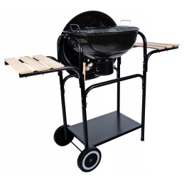 Sodo kepsninė su anglimis ant ratų, didelė keptuvė, 3x lentynos, bbq briketų grilis