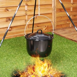 Vengriškas emaliuotas katilo puodas, pakabinamas virimui ant laužo, 7-7 litrai