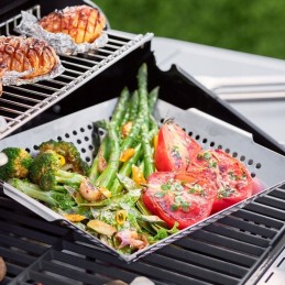 Roesle perforeeritud terasest grillkorv köögiviljade grillimiseks