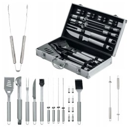 Puikus lagaminų ir stalo įrankių kepsninės priedų rinkinys, 18 vienetų išskirtiniame lagamine