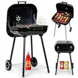 Nešiojamos anglies kepsninės sodo briketams su dangteliu ant ratukų