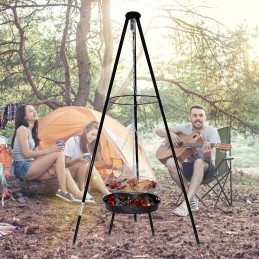 ⭐ Sodo kepsninė su anglimis, stabilus trikojis, 2 viename laužavietė ⭐