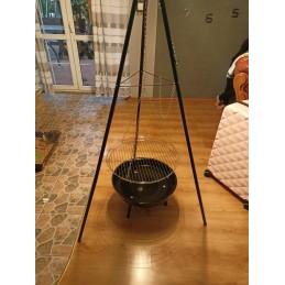 ⭐ Sodo kepsninė su anglimis, stabilus trikojis, 2 viename laužavietė ⭐