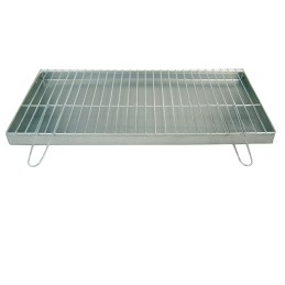 Grotelės griliui statyti 80x40 - skersmuo 4mm - sulankstomos rankenos - chromuotos su krosnele / pelenine