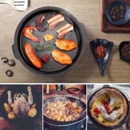 Puodas, keptuvė, ketaus katilas su dangčiu, 2in1, Overmont Camping l