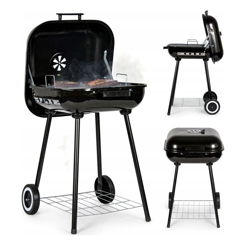 Didelės anglies sodo kepsninės su atverčiamu dangčiu