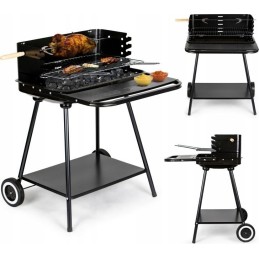 Sodo kepsninė su anglimis, didelės, reguliuojamos grotelės, iešmas, ratukai, lentynos