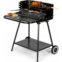 Sodo kepsninė su anglimis, didelės, reguliuojamos grotelės, iešmas, ratukai, lentynos