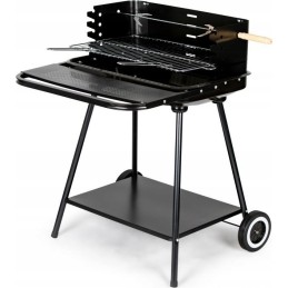 Sodo kepsninė su anglimis, didelės, reguliuojamos grotelės, iešmas, ratukai, lentynos