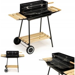 Sodo kepsninė su anglimis, didelės, reguliuojamos grotelės, iešmas, ratukai, lentynos