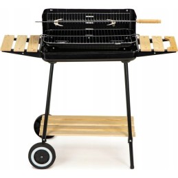 Sodo kepsninė su anglimis, didelės, reguliuojamos grotelės, iešmas, ratukai, lentynos