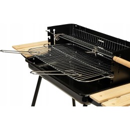 Sodo kepsninė su anglimis, didelės, reguliuojamos grotelės, iešmas, ratukai, lentynos