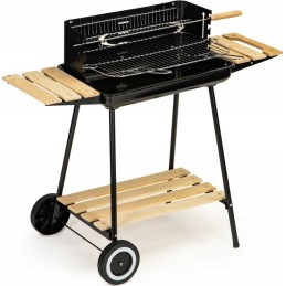 Sodo kepsninė su anglimis, didelės, reguliuojamos grotelės, iešmas, ratukai, lentynos