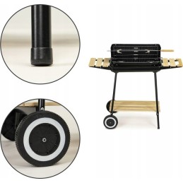 Sodo kepsninė su anglimis, didelės, reguliuojamos grotelės, iešmas, ratukai, lentynos