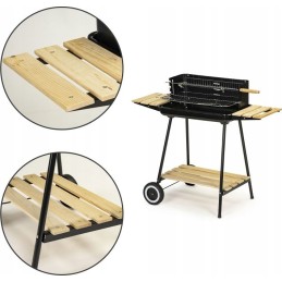 Sodo kepsninė su anglimis, didelės, reguliuojamos grotelės, iešmas, ratukai, lentynos