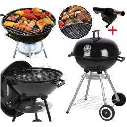 Turistinės sodo anglies grilis ant ratų su nemokamu pūstuvo gaubtu