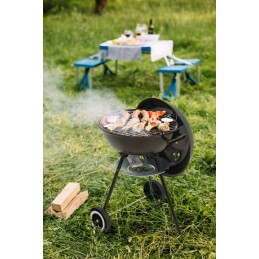 Turistinės sodo anglies grilis ant ratų su nemokamu pūstuvo gaubtu