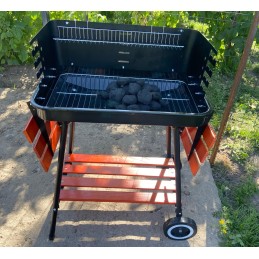 Sodo kepsninė su anglimis, sulankstomos lentynos, ratai, grotelės, 53 cm