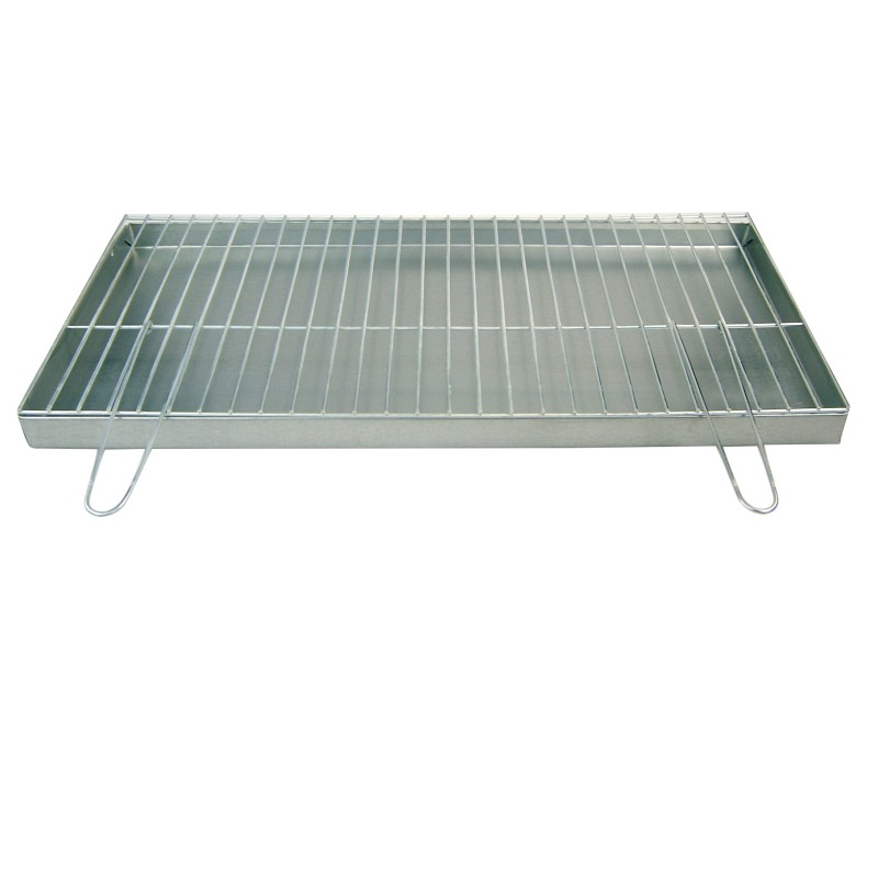 Grotelės griliui statyti 80x40 - skersmuo 4mm - sulankstomos rankenos - chromuotos su krosnele / pelenine