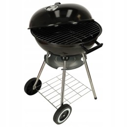 Garden charcoal grill for briquettes, closed, with a cover, ventilation and a shelf
