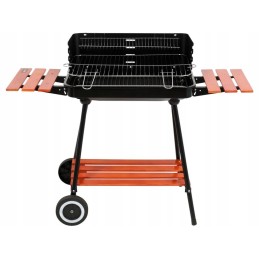 Sodo kepsninė su anglimis, sulankstomos lentynos, ratai, grotelės, 53 cm