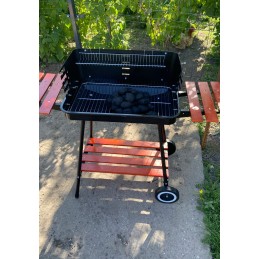 Sodo kepsninė su anglimis, sulankstomos lentynos, ratai, grotelės, 53 cm
