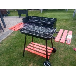 Sodo kepsninė su anglimis, sulankstomos lentynos, ratai, grotelės, 53 cm