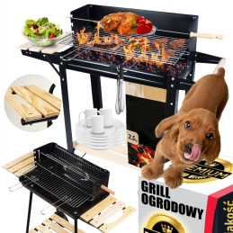 Didelė anglinė kepsninė su lentynomis, grotelės, sodo laužavietė