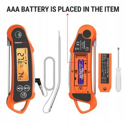 Kepimo termometras su zondu, skaitmeninis momentinio skaitymo ekranas