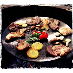 Cast iron wok pan for campfire 45cm grill