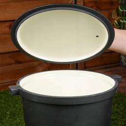 Emaliuotas ketaus puodas ant kojelių su liejiniu dangteliu, 4 l, vilde