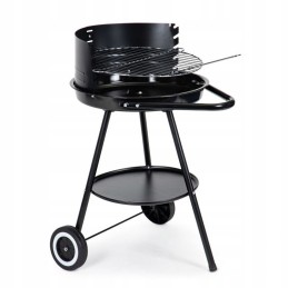 Round garden grill with adjustable grate height