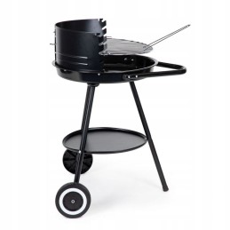 Round garden grill with adjustable grate height