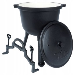 Emaliuotas ketaus puodas ant kojelių su liejiniu dangčiu, 4 l