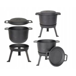 Ketaus puodas 3in1, stovas, keptuvė, 5l